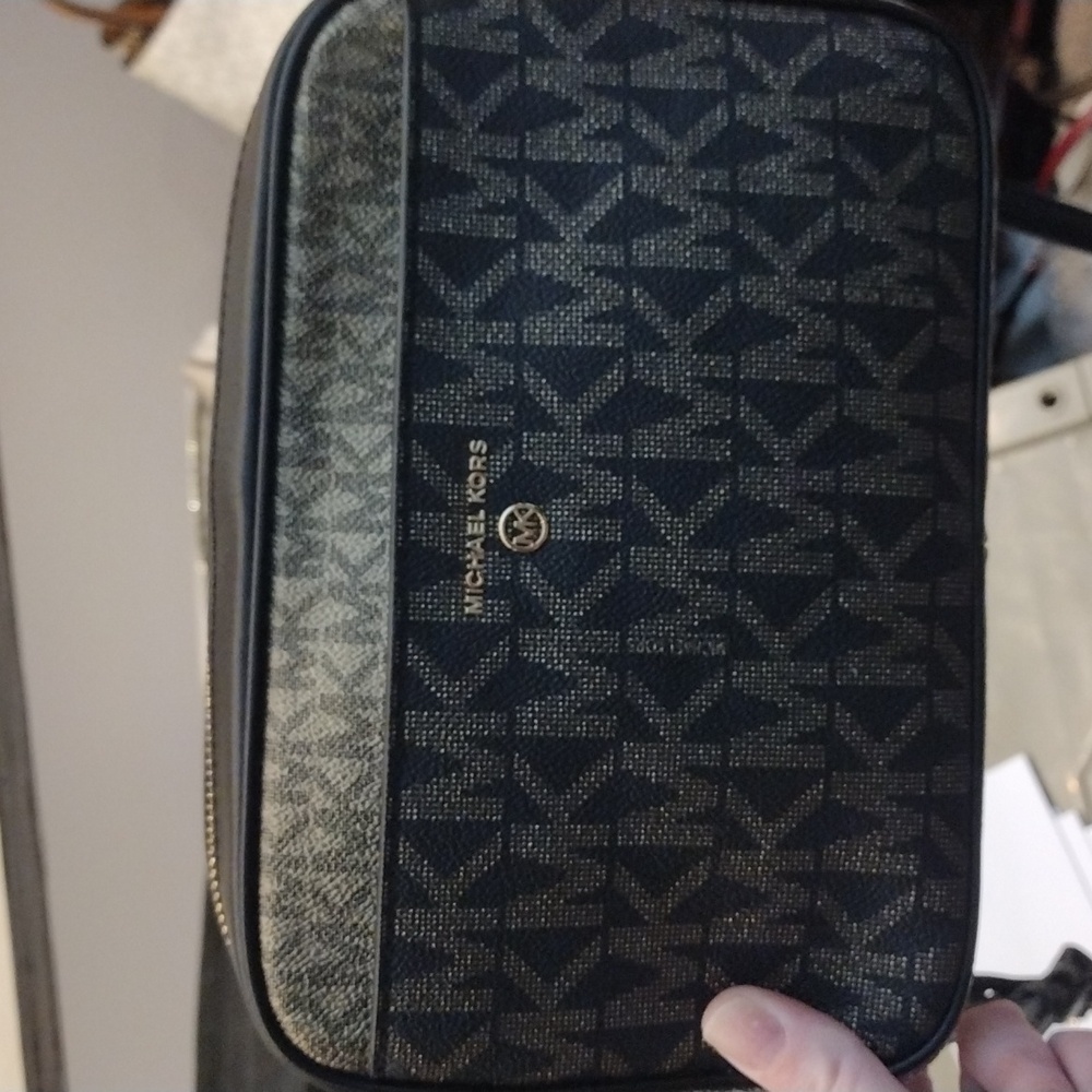 Michael Kors Black and Brown MK Logo Crossbody